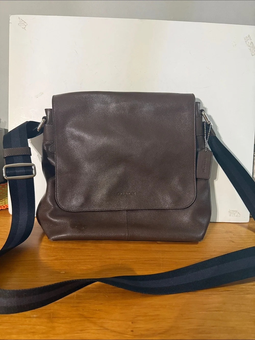 Women's Coach Brown Leather Messenger Bag - Classic Crossbody